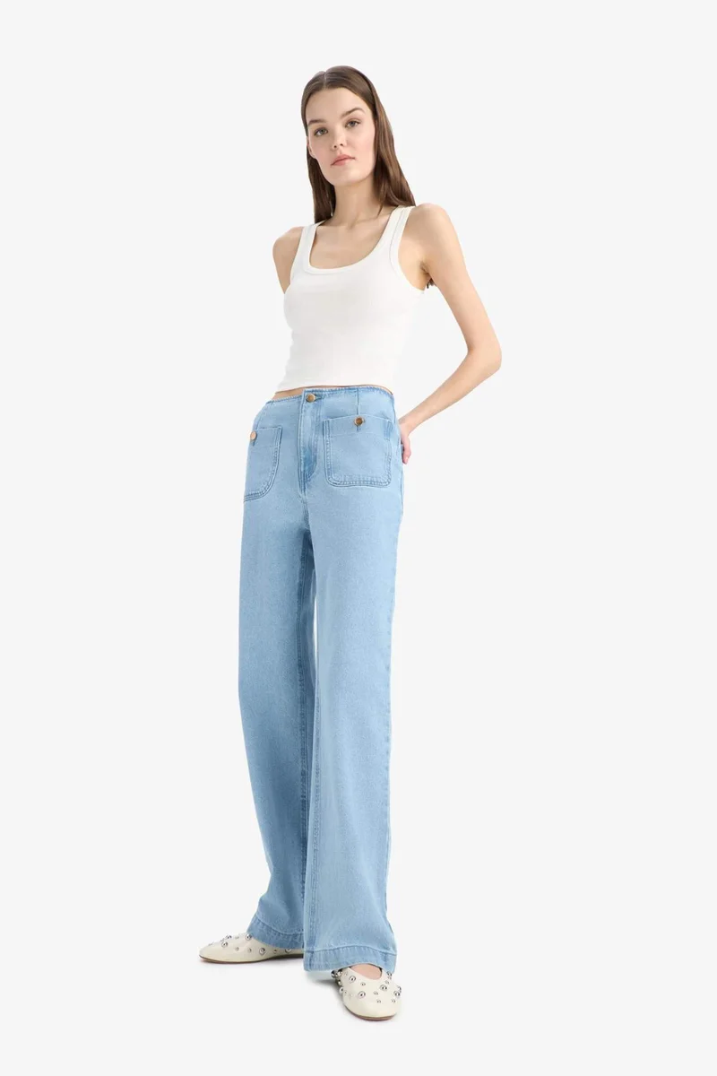 ديفاكتو 90's Wide Leg High Waist Long Jeans