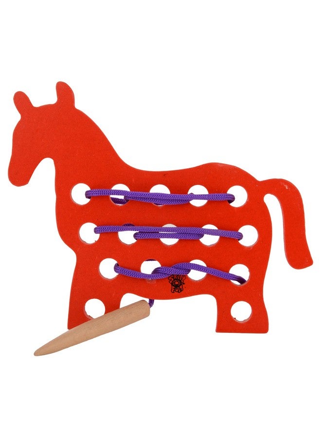 Skillofun Skillofun Wooden Sewing Toy Horse, Multi Color, | Eco-Friendly & Non-Toxic | Enhances Hand-Eye Coordination & Dexterity | Educational Fun | Keeps Kids Engaged & Learning | Perfect for Toddlers - Image 1