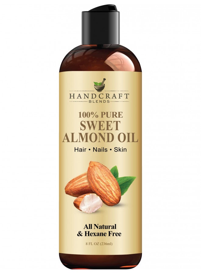 handcraft Blends Handcraft Blends Sweet Almond Oil - 100% Pure and Natural - Premium Therapeutic Grade Carrier Oil for Essential Oils - Massage Oil for Aromatherapy - Body Oil and Hair Oil - 8 fl. oz  - Image 1