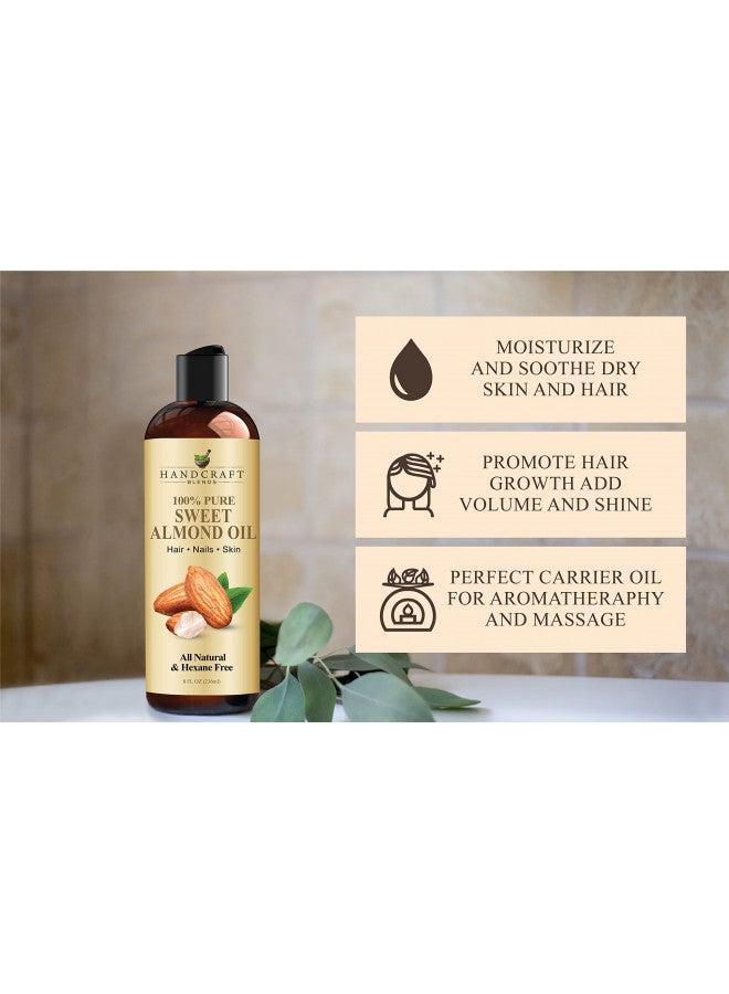 handcraft Blends Handcraft Blends Sweet Almond Oil - 100% Pure and Natural - Premium Therapeutic Grade Carrier Oil for Essential Oils - Massage Oil for Aromatherapy - Body Oil and Hair Oil - 8 fl. oz  - Image 4