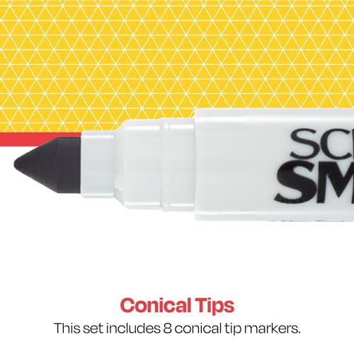 School Smart Markers قابلة للغسل ذات رأس مخروطي من School Smart للمدرسة والمنزل والمزيد، ألوان متنوعة، عبوة من 8 - Image 5