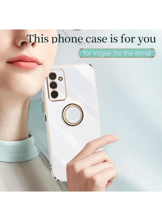 اس-توب جراب لهاتف Samsung Galaxy F13 4G من XINLI بحافة مستقيمة 6D مطلي بالكهرباء من مادة TPU مع حامل حلقي - Image 3