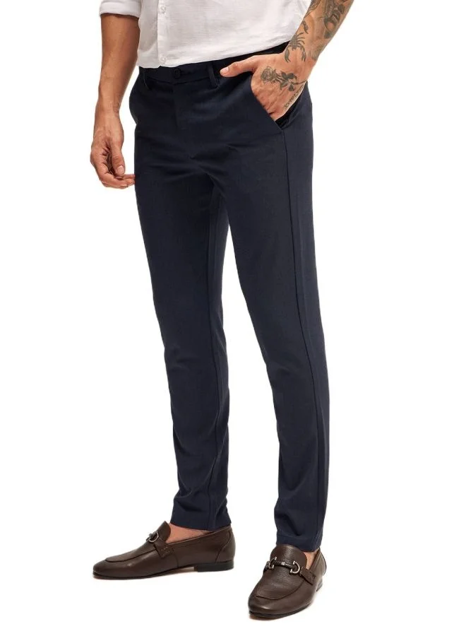 THE BEAR HOUSE Men's Navy Solid 4 Way Stretch Formal Trouser Versatile Office and Travel Pants Comfortable Fit for Everyday Use Easy to Style Bottomwear for Work Weekend and Outings