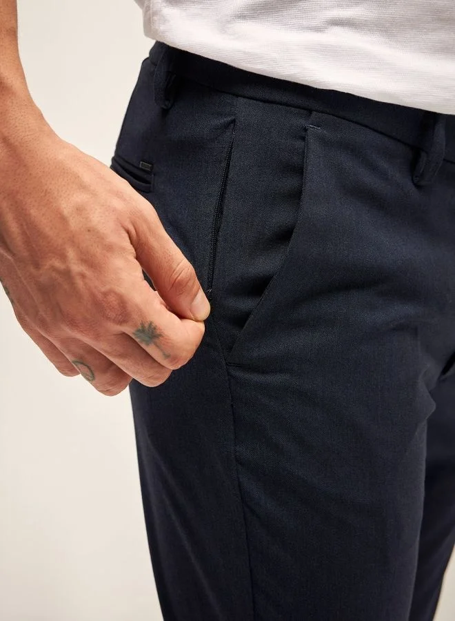 THE BEAR HOUSE Men's Navy Solid 4 Way Stretch Formal Trouser Versatile Office and Travel Pants Comfortable Fit for Everyday Use Easy to Style Bottomwear for Work Weekend and Outings