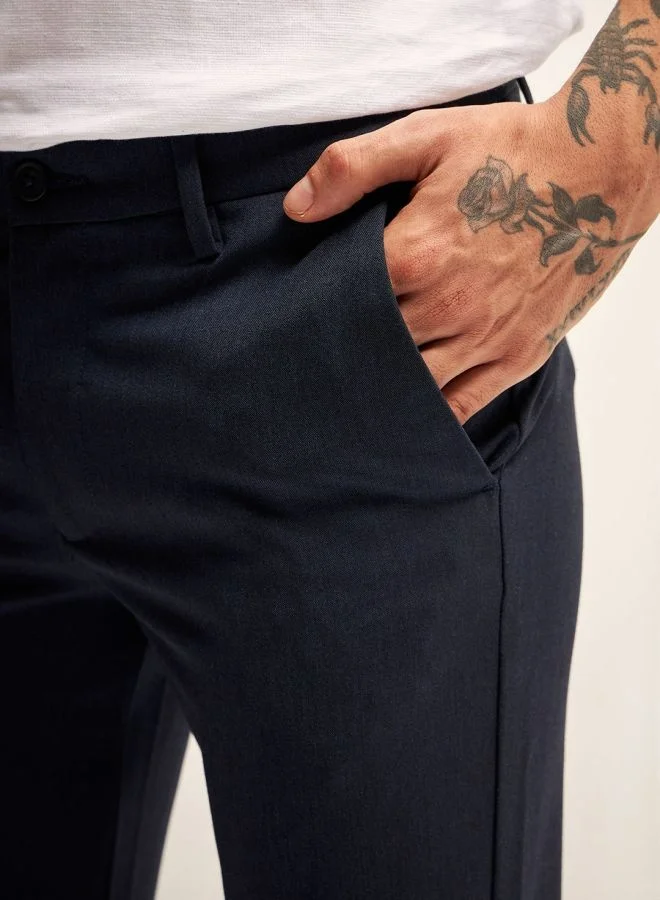 THE BEAR HOUSE Men's Navy Solid 4 Way Stretch Formal Trouser Versatile Office and Travel Pants Comfortable Fit for Everyday Use Easy to Style Bottomwear for Work Weekend and Outings