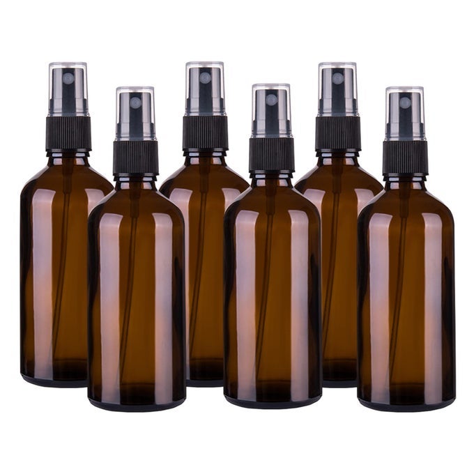 4Oz Amber Glass Spray Bottle For Essential Oil Empty Fine Mist Spray Bottle 6 Pack