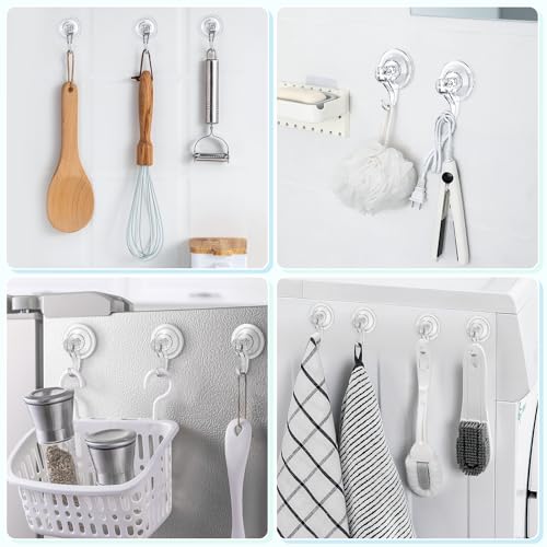VIS'V Suction Cup Hooks, Small Shower Suction Hooks, Heavy Duty, Removable and Reusable, Clear, 2 Pcs - Image 5