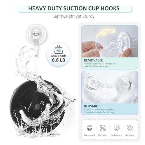 VIS'V Suction Cup Hooks, Small Shower Suction Hooks, Heavy Duty, Removable and Reusable, Clear, 2 Pcs - Image 3