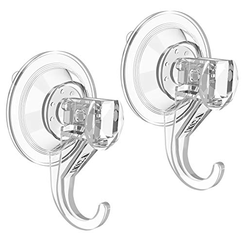 VIS'V Suction Cup Hooks, Small Shower Suction Hooks, Heavy Duty, Removable and Reusable, Clear, 2 Pcs - Image 1