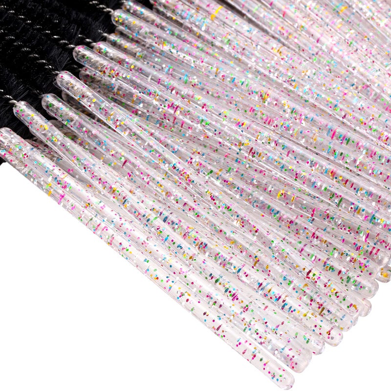 BTYMS 100 Pieces Eyelash Mascara Brushes Disposable Lash Wands Makeup Applicators Eyebrow Spoolies Brush for Eyelash Extensions - Black - Image 4