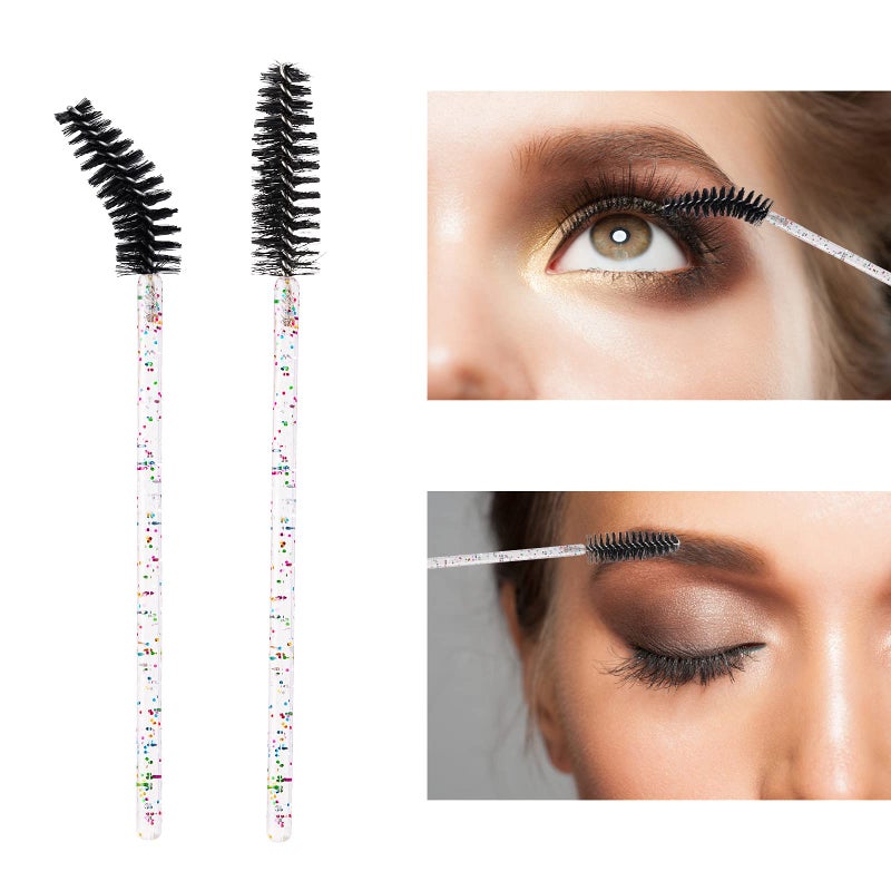 BTYMS 100 Pieces Eyelash Mascara Brushes Disposable Lash Wands Makeup Applicators Eyebrow Spoolies Brush for Eyelash Extensions - Black - Image 5