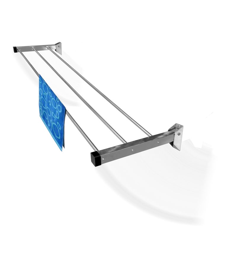 Rainbow Drywell Glider Stainless Steel Heavy Duty, Space Saver (3 Pipes x 2 Feet) Wall Mounted Cloth Drying Stand, Cloth Stand for Drying Clothes Foldable, Clothes Stand for Drying in Balcony|Passage - Image 1