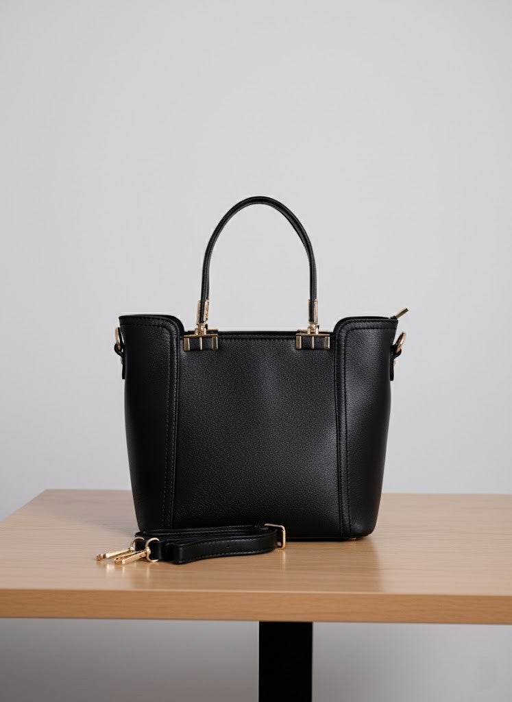 حقيبة يد نسائية أنيقة من الجلد الأسود - حقيبة متعددة الاستخدامات - Image 2