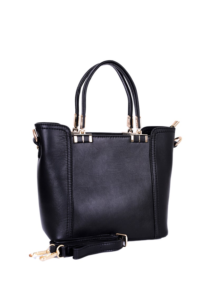 حقيبة يد نسائية أنيقة من الجلد الأسود - حقيبة متعددة الاستخدامات - Image 1