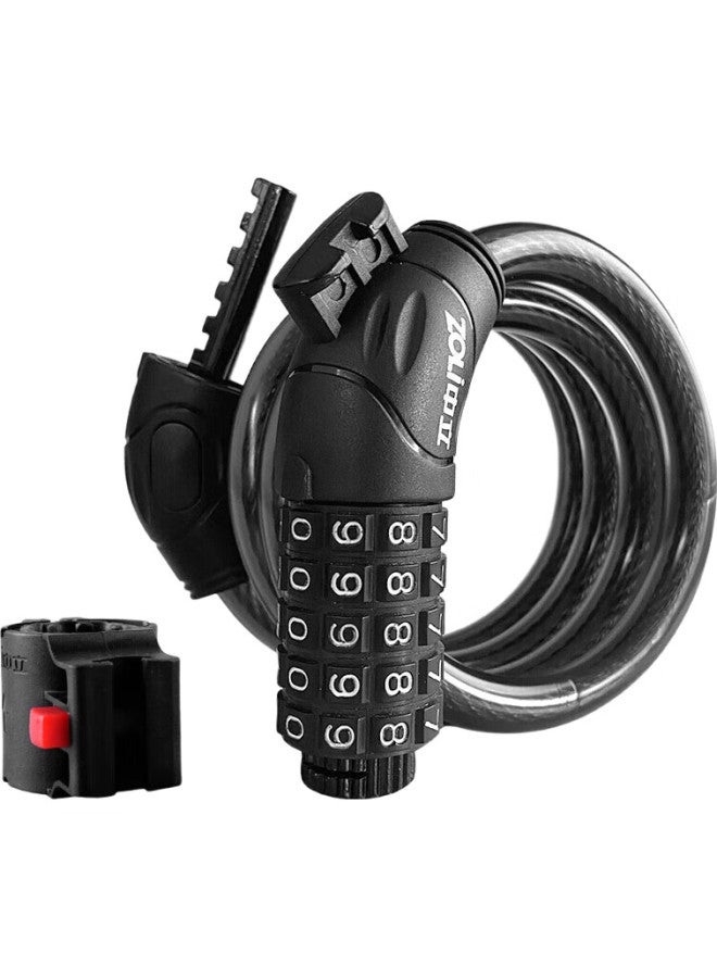 Zoli 87610 Password Cable Lock, Bicycle Lock, Universal Password Lock For Road Bikes, Mountain Bikes, And Electric Bikes, Bar-Shaped Anti-Theft Lock, Black - Image 1