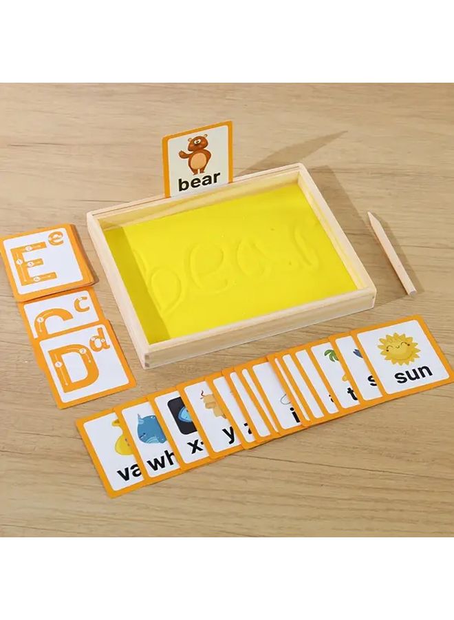 1 صينية رمل خشبية مع قلم لكتابة الحروف والأرقام لعبة تعليمية هدية - Image 4