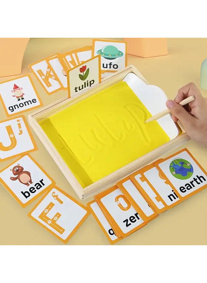 1 صينية رمل خشبية مع قلم لكتابة الحروف والأرقام لعبة تعليمية هدية - Image 2