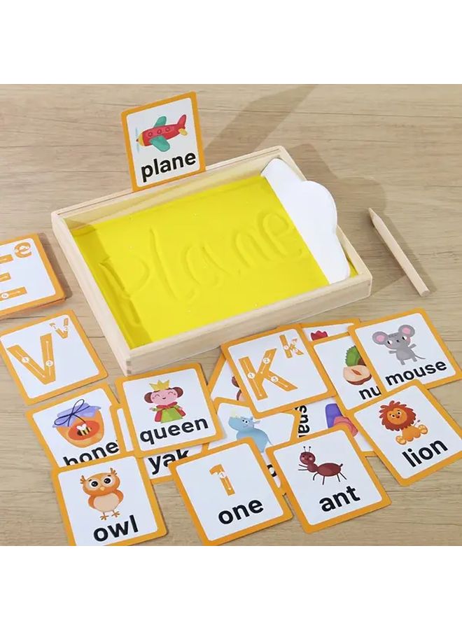 1 صينية رمل خشبية مع قلم لكتابة الحروف والأرقام لعبة تعليمية هدية - Image 3