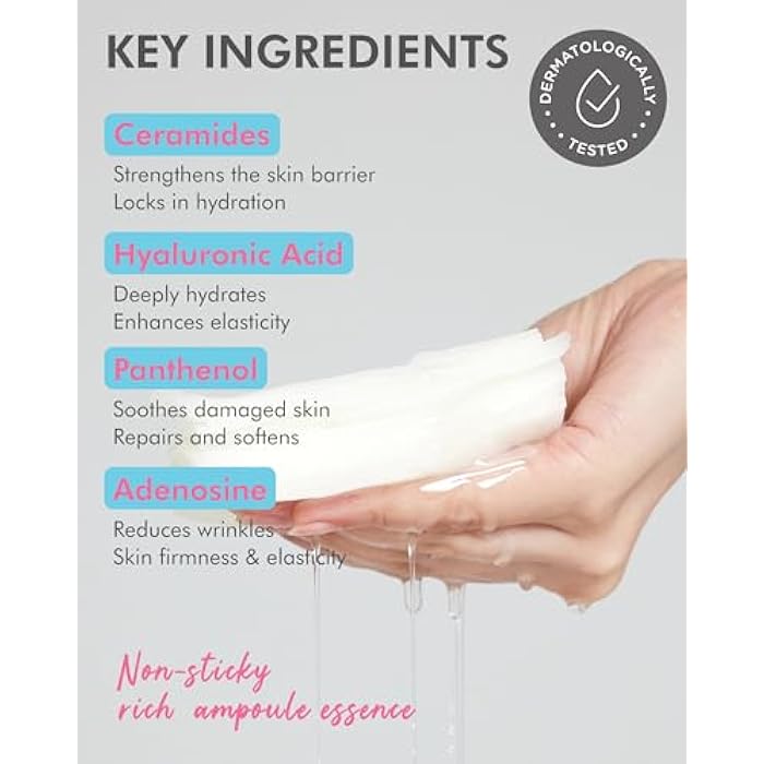 DERMAL Seoul Face Ceramide 3X Daily Quick Mask 36 Sheet – Korean Skincare Vegan Tencel Facial Masks - Intensive Moisturizing, Elasticity Mask Sheets with Hyaluronic Acid, Panthenol, Adenosine - Image 4