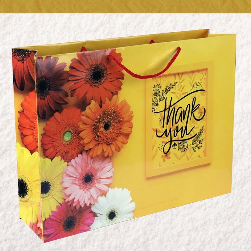 TASCHE TASCHE Big Yellow Thank You Gift Bags For Gifting Weddings Birthday Holiday Presents Size 12 X 1575 X 4 Inch Pack of 25 