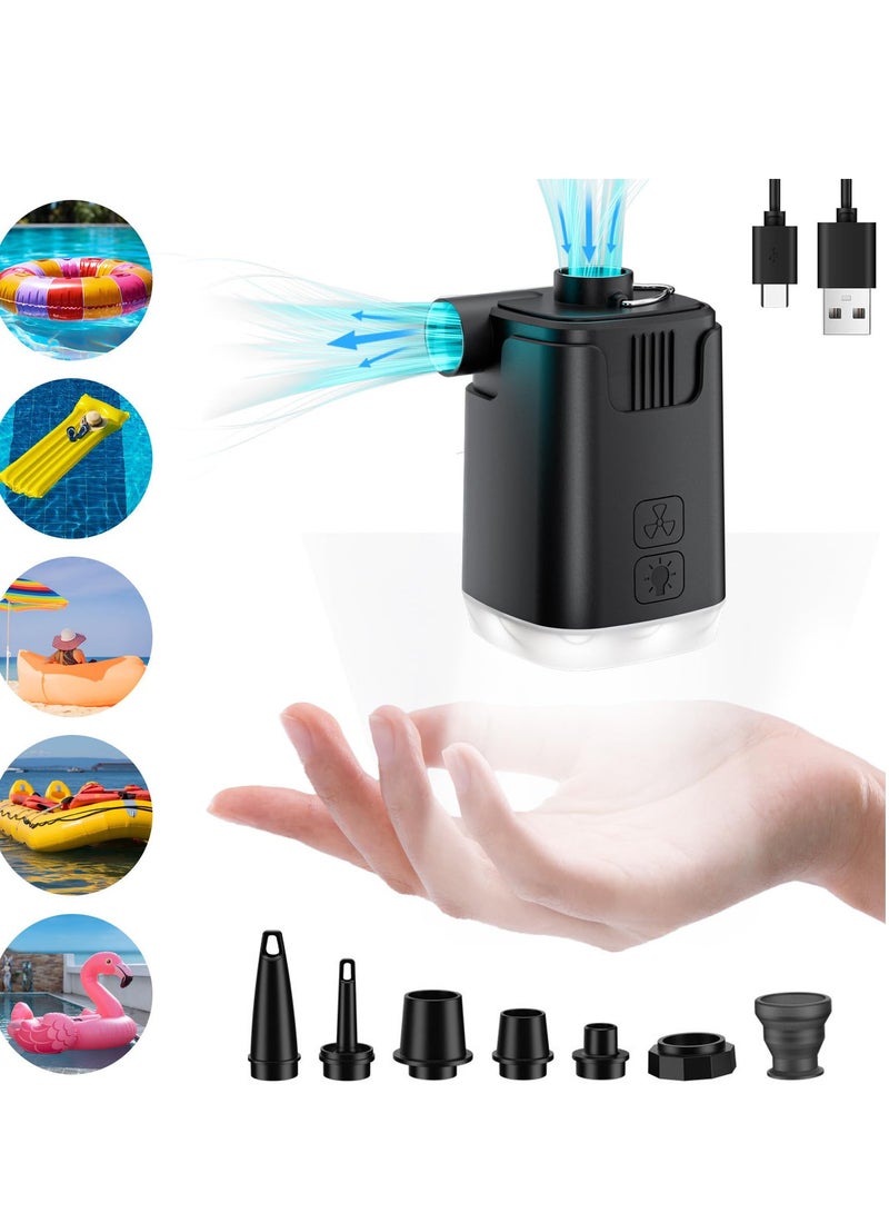 SYOSI Air Pump Portable for Inflatables 4000mAh Mini Air Mattress Pump LED Light USB Rechargeable Travel Electric Air Pump for Camping Pads Pool Floats Swimming Rings Vacuum Bags Travel  - Image 1
