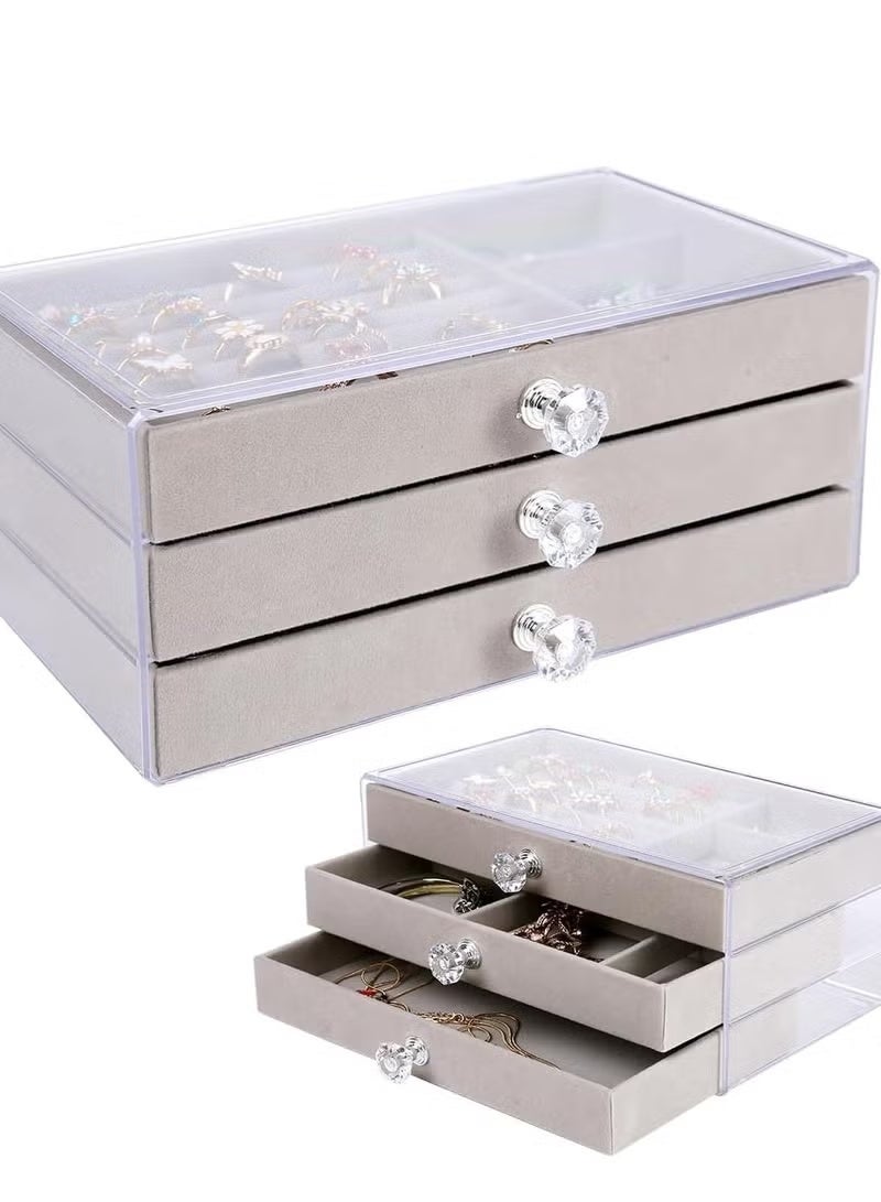 Shein Acrylic Jewelry Boxes and Organizers, Clear Box with 3 Drawers, Stackable Velvet Ring Organizer Tray for Rings, Bracelets, Earrings - 266 - Image 2