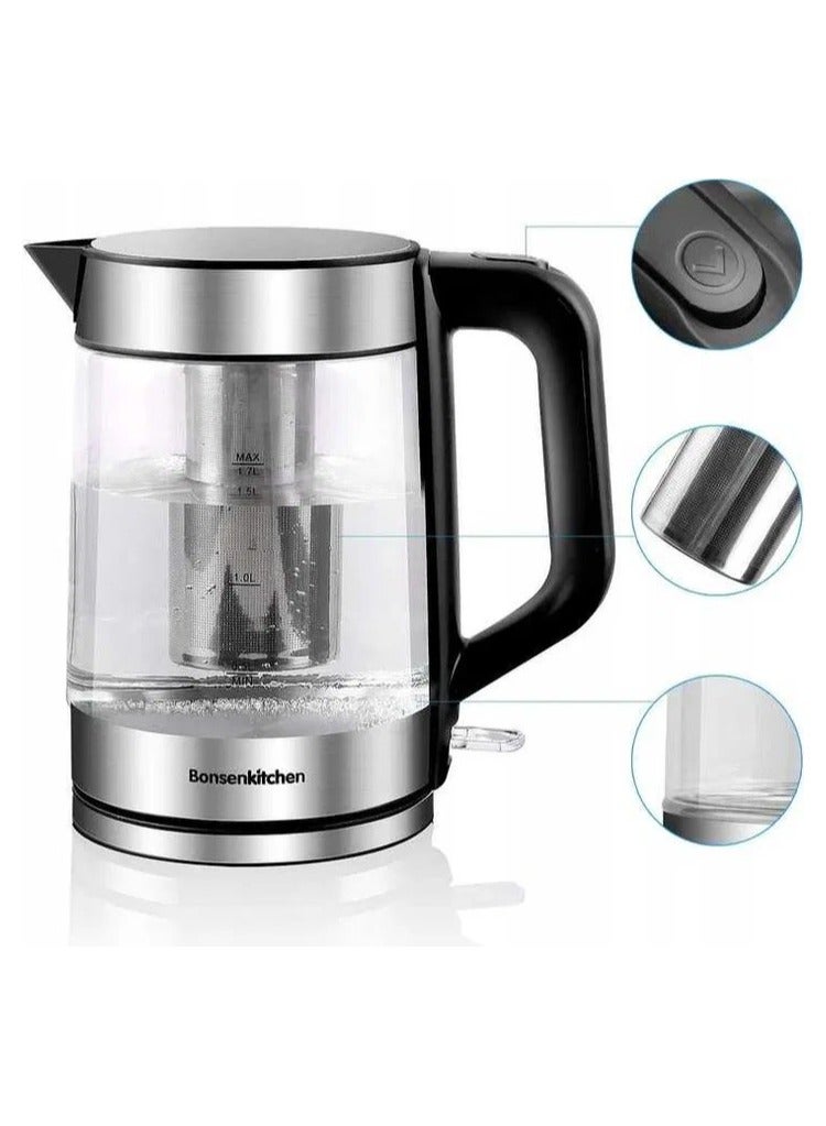 Bonsenkitchen BonsenKitchen Electric Glass Kettle with Infuser EK8001 - Image 1