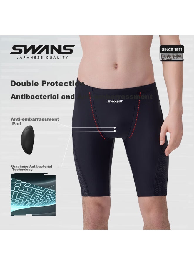 Speed Vision Swans Men's Professional Knee-length Swim Shorts, Quick-dry Sun Protection Swimming Trunks, Diving Swimwear, Black, 3XL - Image 5