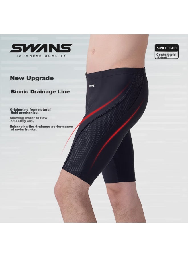 Speed Vision Swans Men's Professional Knee-length Swim Shorts, Quick-dry Sun Protection Swimming Trunks, Diving Swimwear, Black, 3XL - Image 4