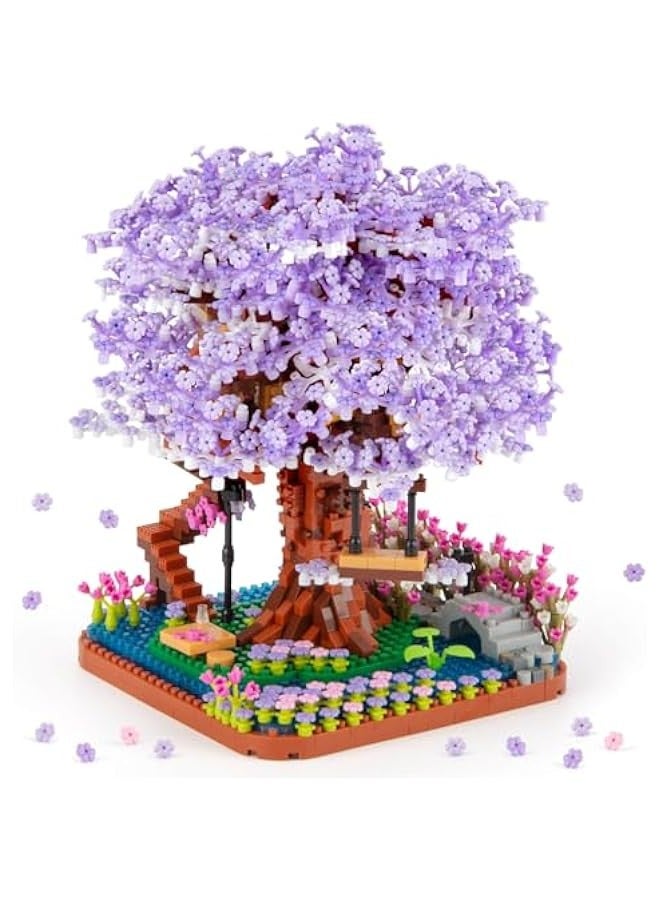 Cherry Blossom Bonsai Tree Micro Building Set, Japanese Sakura Tree House Model Sets, Flowers House Mini Bricks Building Kit, Creative Toys for Kids Adults 14+ (2200PCS) - Image 1