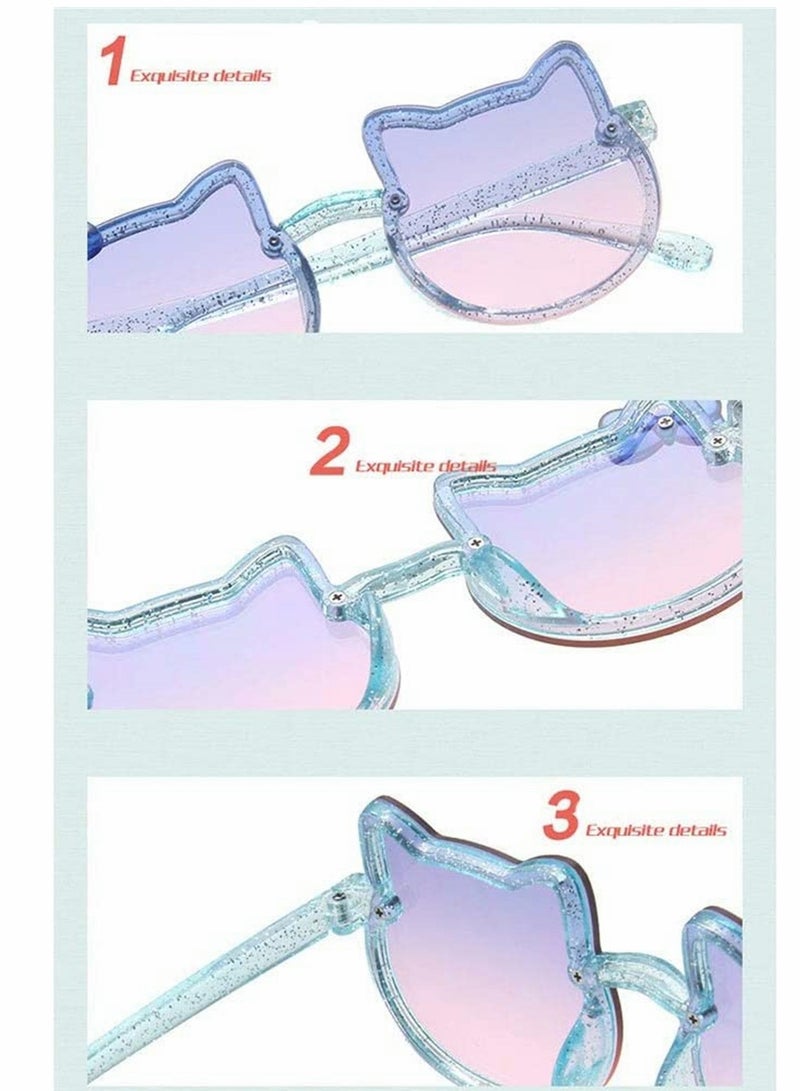 Kids Sunglasses 2 Pcs Cute Cat Shaped Child Sunglasses Polarized Sunglasses Neon Sunglasses UV Protection for Kids Boys Girls of 3-10 Years Old Birthday Party Beach Pool Supplies - Image 5