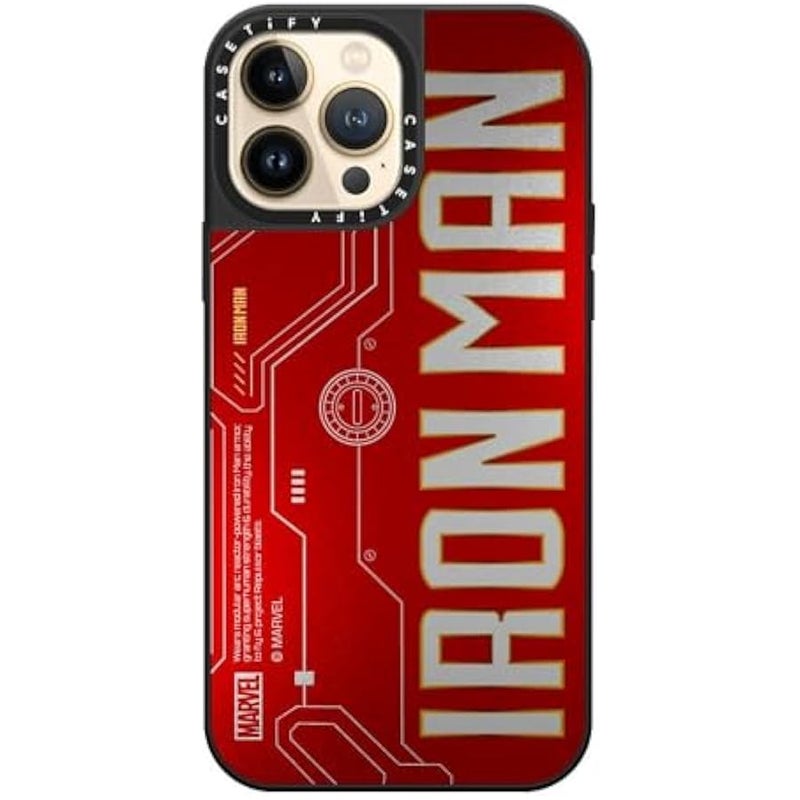 Casetify Mirror iPhone 13 Pro Max Case 【Iron Man Co-Lab/Reflective / 4.9ft Drop Protection/Compatible with Magsafe】 - Iron Man Logo - Silver on Black - Image 4