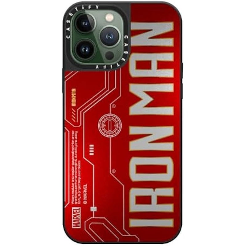 Casetify Mirror iPhone 13 Pro Max Case 【Iron Man Co-Lab/Reflective / 4.9ft Drop Protection/Compatible with Magsafe】 - Iron Man Logo - Silver on Black - Image 2