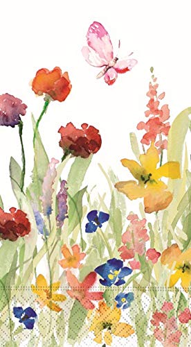 Design Design Wildflowers Garden Theme Disposable Guest Towels - Butterflies and Wildflowers - Pack of 15 - 3-Ply Buffet Napkins - Image 5