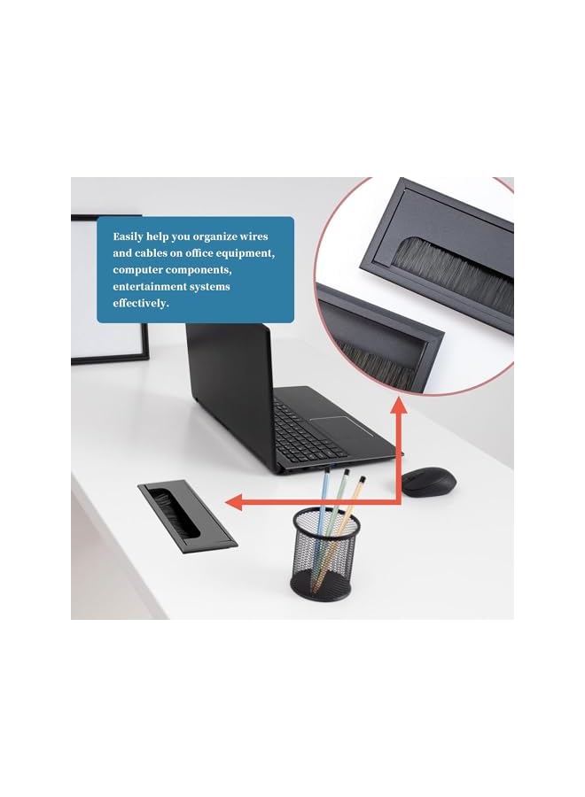 promass Desk Cable Hole Cover, 6 Pack ABS Plastic Desk Port Hole Cover, Black Plastic Rectangle Cable, Wire Organizer, Desk Circular Cable Ring with Hole Saw, Desk Grommet for Office - Image 3