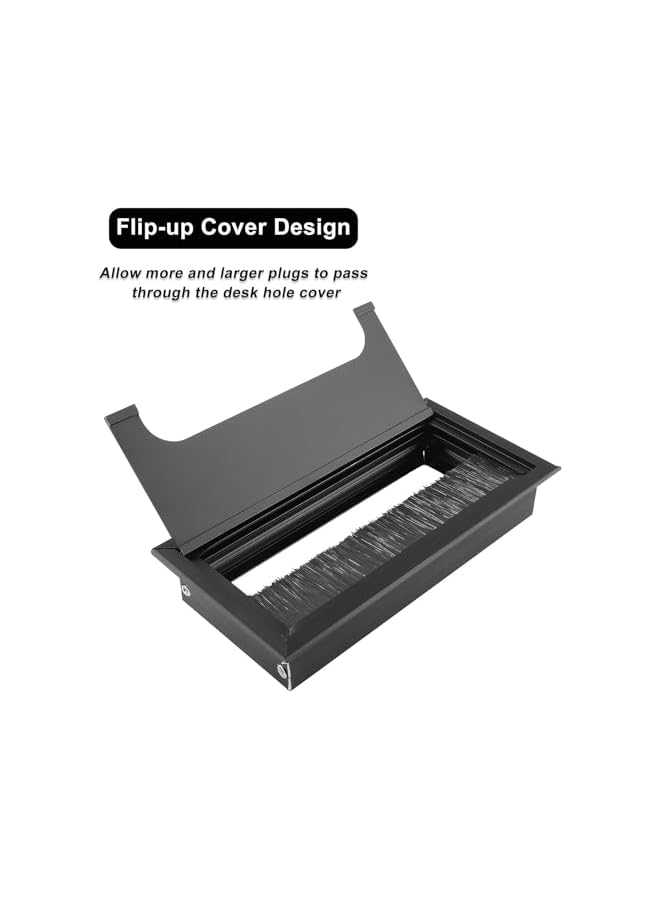 promass Desk Cable Hole Cover, 6 Pack ABS Plastic Desk Port Hole Cover, Black Plastic Rectangle Cable, Wire Organizer, Desk Circular Cable Ring with Hole Saw, Desk Grommet for Office - Image 2