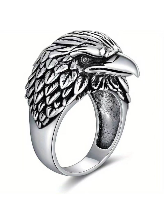 Akali Vintage Eagle Head Ring Stainless Steel Animal Bird Design Statement Jewelry Fashion Biker Ring for Men Gift - Image 1