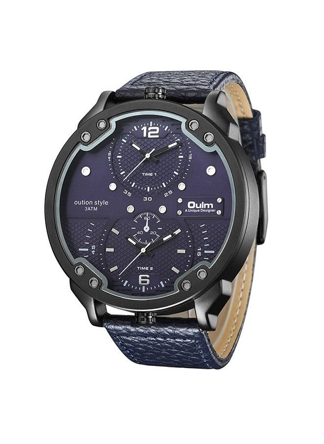 Oulm - OULM Men's Multi Time Zone Large Dial Quartz Watch - Image 1