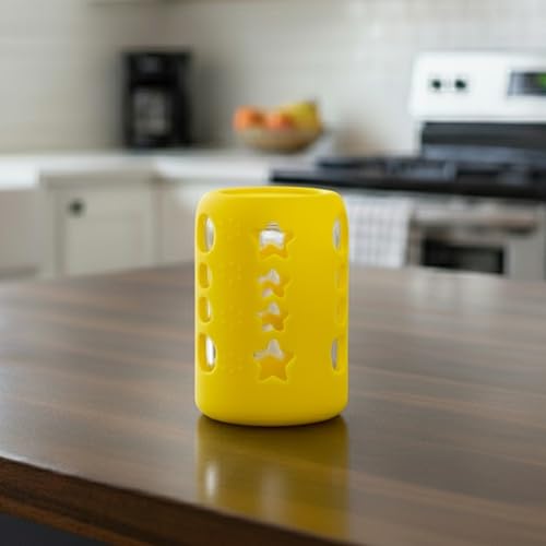 Safe-O-Kid BPA-Free Pure Silicone Bottle Cover – Soft, Non-Toxic, Protective Cover for Baby Bottles, Safe for Little Ones, Durable, Easy to Clean 120 ml, Yellow - Pack of 2 - Image 1