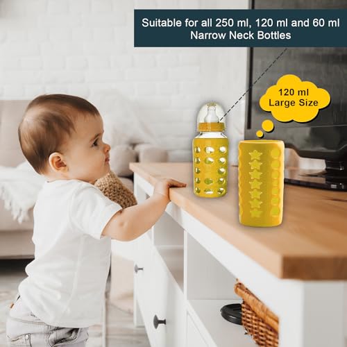 Safe-O-Kid BPA-Free Pure Silicone Bottle Cover – Soft, Non-Toxic, Protective Cover for Baby Bottles, Safe for Little Ones, Durable, Easy to Clean 120 ml, Yellow - Pack of 2 - Image 5