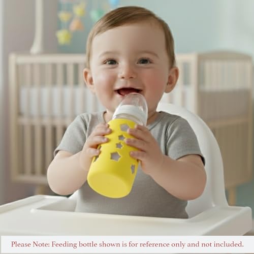 Safe-O-Kid BPA-Free Pure Silicone Bottle Cover – Soft, Non-Toxic, Protective Cover for Baby Bottles, Safe for Little Ones, Durable, Easy to Clean 120 ml, Yellow - Pack of 2 - Image 2