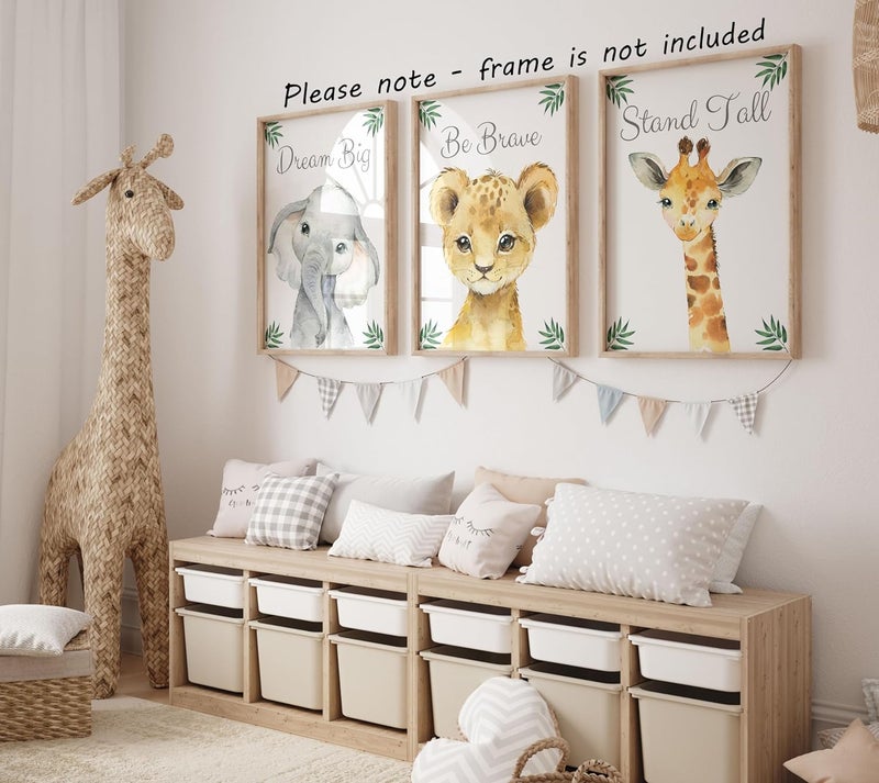 Eviepops Prints مجموعة فنون جدارية للأطفال عن حيوانات السفاري - Image 3