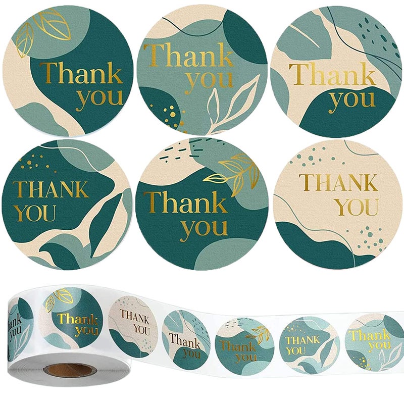 Hohamn Thank You Stickers Roll 15 Inch 500PCS Round Stickers Label for Wedding Baby Shower Birthday Party Baking Packaging Envelope Seals