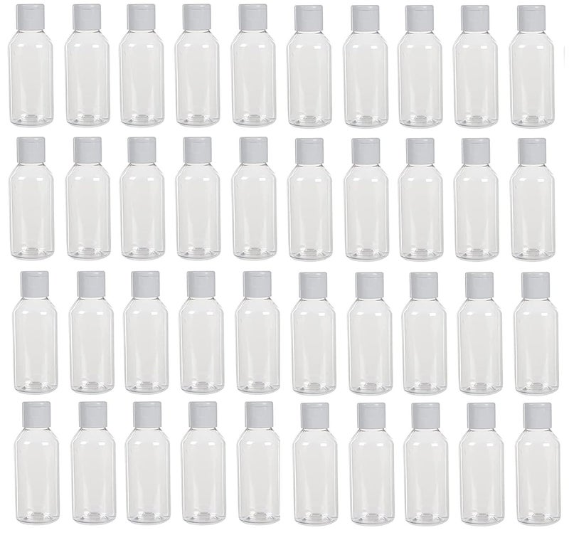 dinojames dinojames Empty Refillable Round Plastic Bottles with Flip Top Caps White 100 ml Set of 20 - Image 1