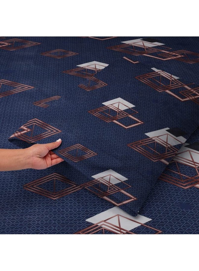 BSB HOME Cotton Pillow Cover/Case Set (2 Pcs) - 18"x28" inches, Blue&Brown - Image 2