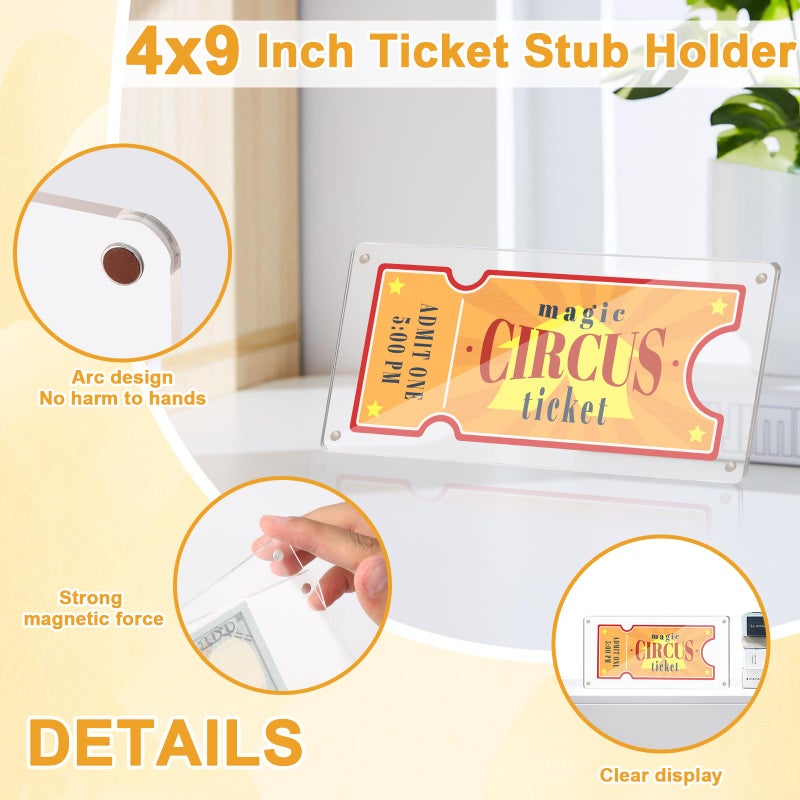 MSHUNKEJI Acrylic Ticket Stub Display 4x9 Inch Clear Ticket Stub Holder Ticket Stub Organizer Ticket Stub Frame Ticket Protector Double Sided for Collectors Display Protect Movie Concert Play Show Ticket (1) - Image 3