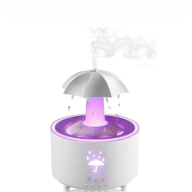 Derovan Rotating Umbrella Humidifier – Raindrop Waterfall Effect, 7‑Color LED, Ultrasonic Cool Mist, Remote & Timer, Aromatherapy Diffuser - Image 1