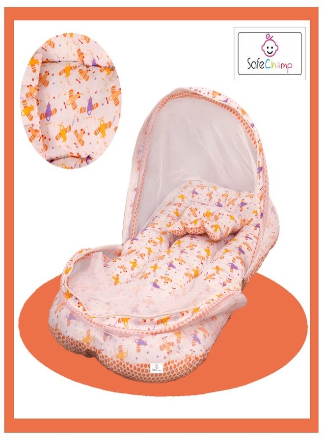 SafeChamp طقم مفروشات أطفال SafeChamp Lite Air مع ناموسية ووسادة (برتقالي) - Image 2