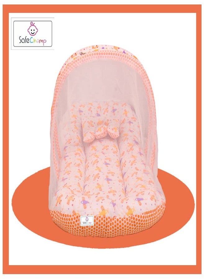 SafeChamp طقم مفروشات أطفال SafeChamp Lite Air مع ناموسية ووسادة (برتقالي) - Image 5