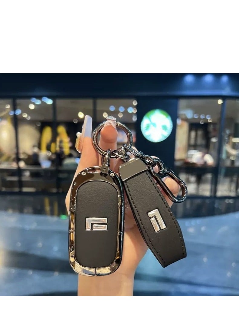 Car Leather Key Fob Cover For BAIC Jishi Polestone 01 Rox 01 2023 2024 2025 Remote Cover Case Shell Keychain Ring Holder Accessories - Image 1
